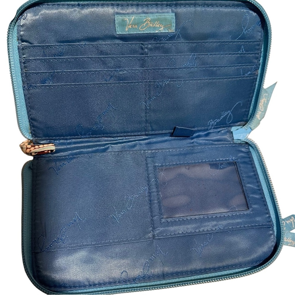 Vera Bradley Zip Around Wristlet/Wallet Bali Blue Retired Pattern Large Slim GUC - Picture 5 of 12